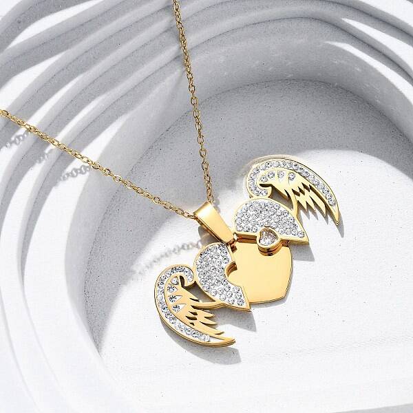 304 Stainless Steel Polymer Clay Crystal Rhinestones Openable Pendant Necklaces for Women