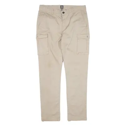 MANOR Cargo Trousers Beige Slim Straight Mens W32 L32