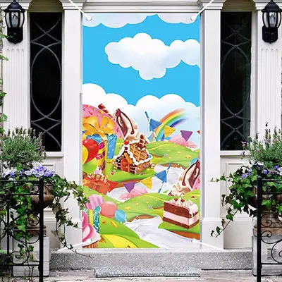 Candy Land Dessert Sky Rainbow Birthday Door Cover - Aperturee