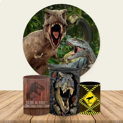 Aperturee Nature Dinosaur World Round Boys Birthday Backdrop Kit | Round Party Backdrop | Circle Backdrops For Birthday | Bir...