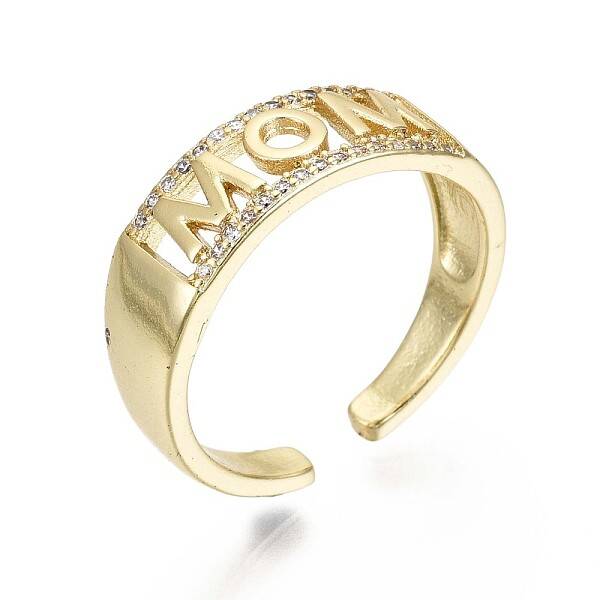Brass Micro Pave Clear Cubic Zirconia Cuff Rings