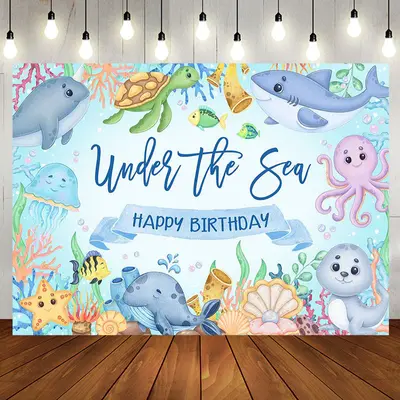 Undersea Marine Life Happy Birthday Backdrop For Boy - Aperturee
