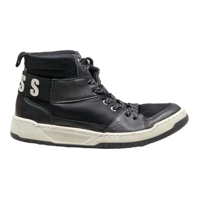 BOSS High Top Trainers Black Leather Womens UK 4