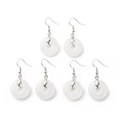 Natural Quartz Crystal Donut Dangle Earrings