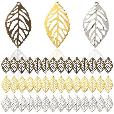 75Pcs 3 Colors Leaf Iron Pendants
