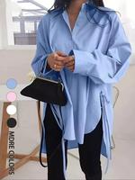 【Plus Size】solid Color Asymmetrical Hem Shirt, Casual Long Sleeve Top for Summer, Women's Clothes for Daily Wear, Blouse,...