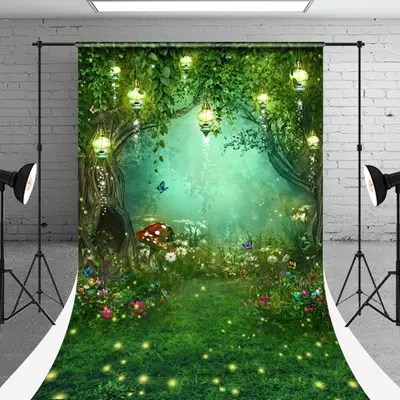 Floral Fireflies Fairy Tale Sweep Forest Backdrop - Aperturee