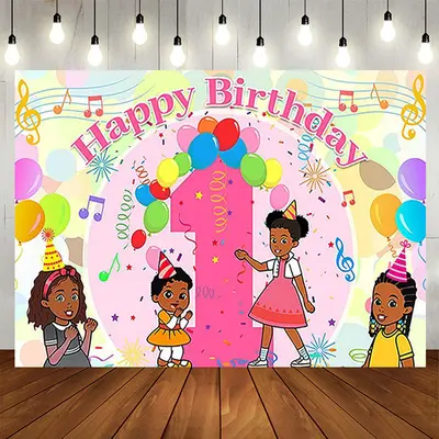 Colored Music Balloon 1st Birthday Backdrop For Girl - Aperturee