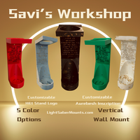 Savi's Workshop Custom Lightsaber Vertical Wall Mount Organiser | Pick Your Logo | Aurebesh Inscription | 3D Printed | Free H...