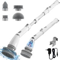 Electric Spin Scrubber, Shower Scrubber with Long Handle, Adjustable Extension Arm, 4 Replaceable Heads, 3 Angles, 2 Rotating...