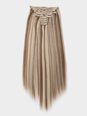 UNice Ash Brown Highlight Human Hair Clip In Extension