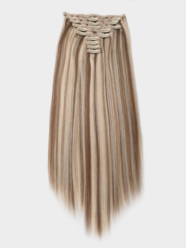 UNice Ash Brown Highlight Human Hair Clip In Extension