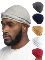 Solid Color Double-layer Twist Design Turban Hat, Modest Casual Comfortable Breathable Cloth Hat for Men & Women, Fashion Sof...