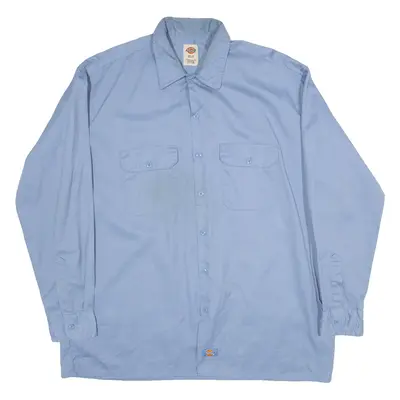 DICKIES Mens Worker Shirt Blue Long Sleeve XL