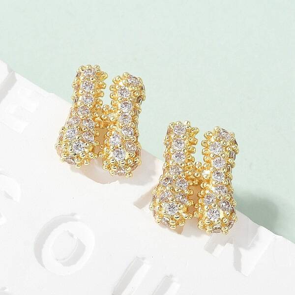 Brass Micro Pave Cubic Zirconia Stud Earrings