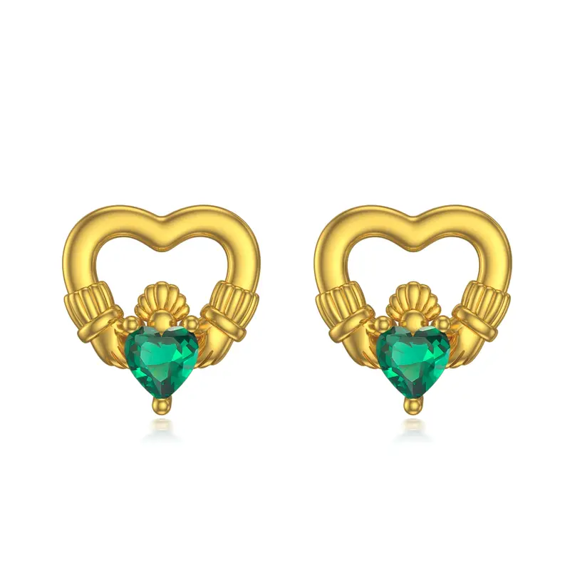 14K Gold Cubic Zirconia Stud Earrings