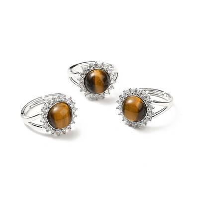 Natural Tiger Eye Adjustable Rings