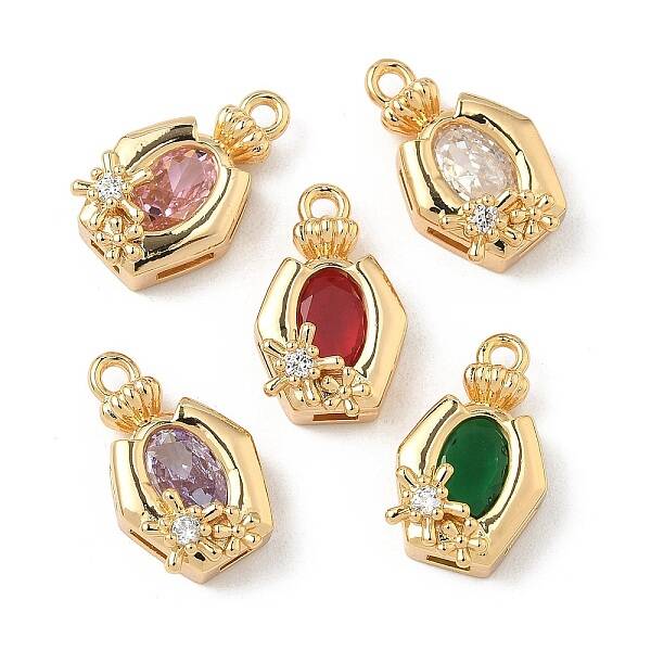 Brass Micro Pave Cubic Zirconia Pendants