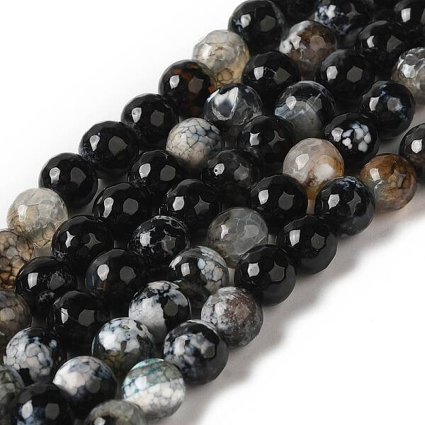 Dyed & Heated Natural Fire Crackle Agate Beads Strands