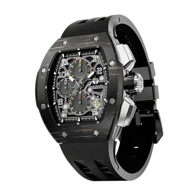 TSAR BOMBA Men's Quartz Watch | Gold | Atomic TB8214 | Carbon Fiber Bezel | Luxury Sport Watch | 50M Waterproof Sapphire Glas...