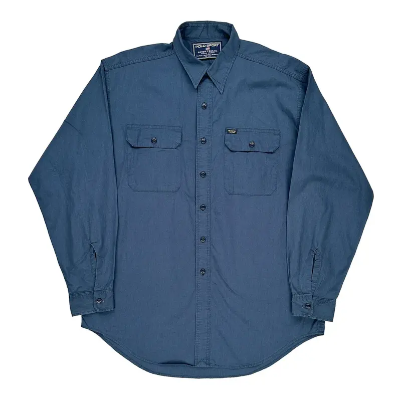 Sportsman Polo Sport Shirt - Large Blue Cotton | Size: large