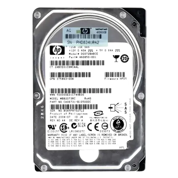 375863-008 HP 72GB 3Gb/s SAS 10000 2.5-Inch Hard Drive