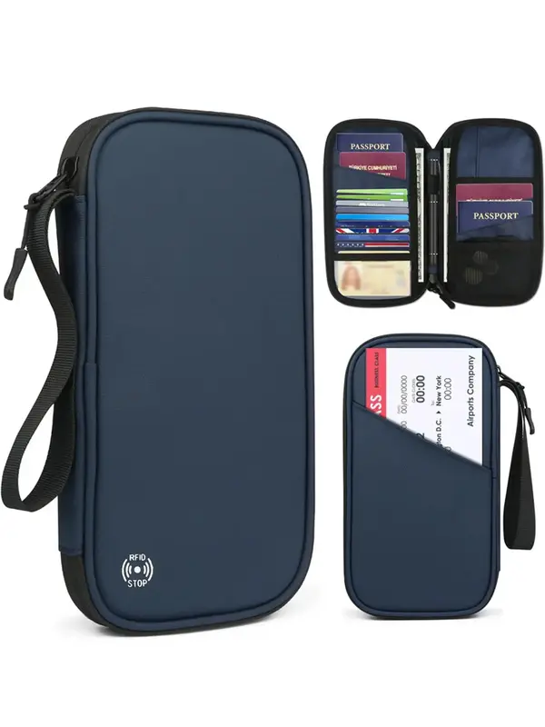 RFID Travel Passport Holder, Men's Letter Pattern Clutches, Lightweight Portable Travel Document Organizer, Passport Card C...