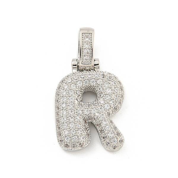 Brass Micro Pave Clear Cubic Zirconia Pendants