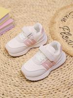 Toddler Girl's Patchwork Design Velcro Sneakers, Cute Casual Comfortable Breathable Pink Sports Running Shoes, All-match Non-...