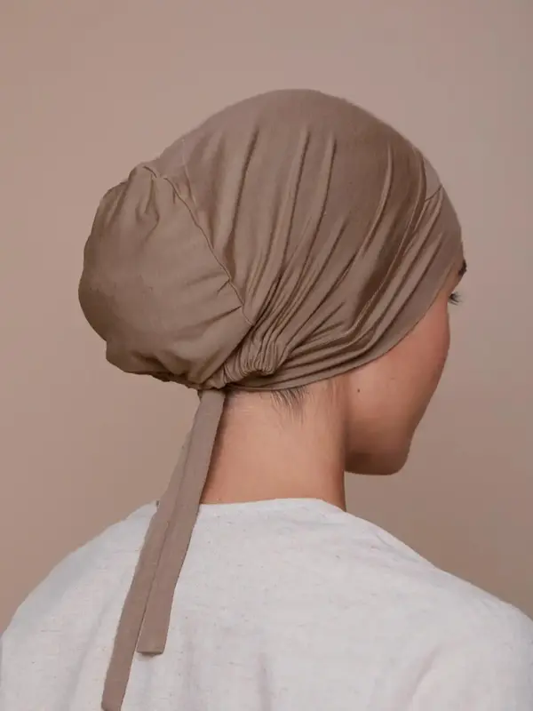 Women's Solid Color Tie Back Underscarf, Modal Breathable Comfortable Underscarf, Fashionable Women's Islamic Clothing for ...