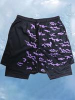 Sporty Men's 2-in-1 Patchwork Print Drawstring Athletic Sports Shorts, Gym Shorts, Regular Fit Breathable Sweat-absorbing Ela...