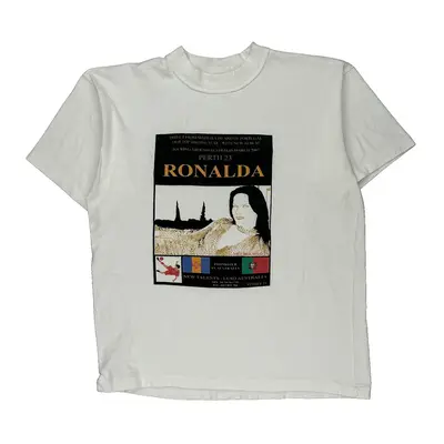Ronalda Single Stitch Graphic T-Shirt - Medium White Cotton
