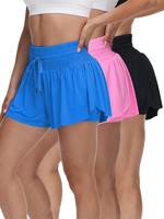 Women's Solid Drawstring Waist Gym Shorts, Casual Comfy Breathable Skorts for Gym Yoga Workout Running Golf Tennis, Ladies Sp...