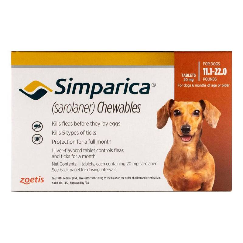 Simparica Chewables For Dogs 11.1-22 Lbs (Brown) 3 Chews