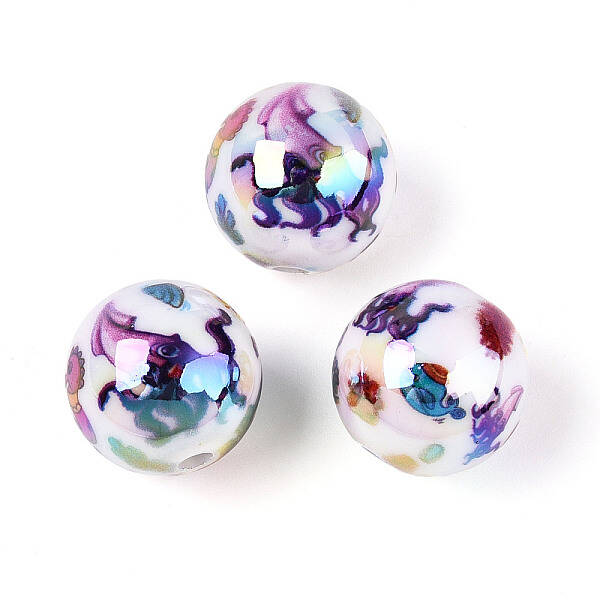 Ocean Theme Printed Opaque Acrylic Beads