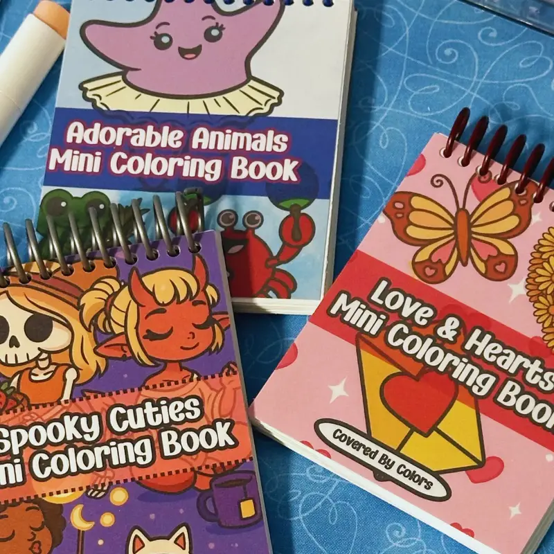 Covered By Colors Mini Coloring Book Bundle - 40 Pages each on Thick Cardstock - Easy Bold Simple Designs - Perfect for All A...