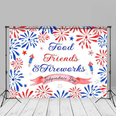 Blue Red Spark Friends Independence Day Backdrop - Aperturee
