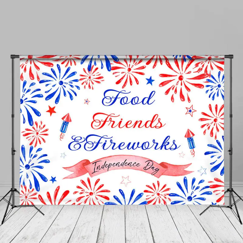 Blue Red Spark Friends Independence Day Backdrop - Aperturee