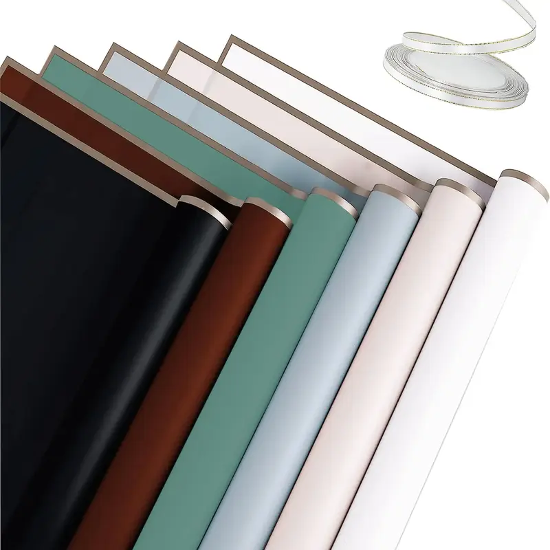 Flower Wrapping Paper with Ribbon, 30pcs/set 6 Colors Flower Bouquet Wrapping Paper, Gift Wrapping Supplies for Birthday Wedd...