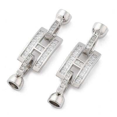 Brass with Clear Cubic Zirconia Fold Over Clasps
