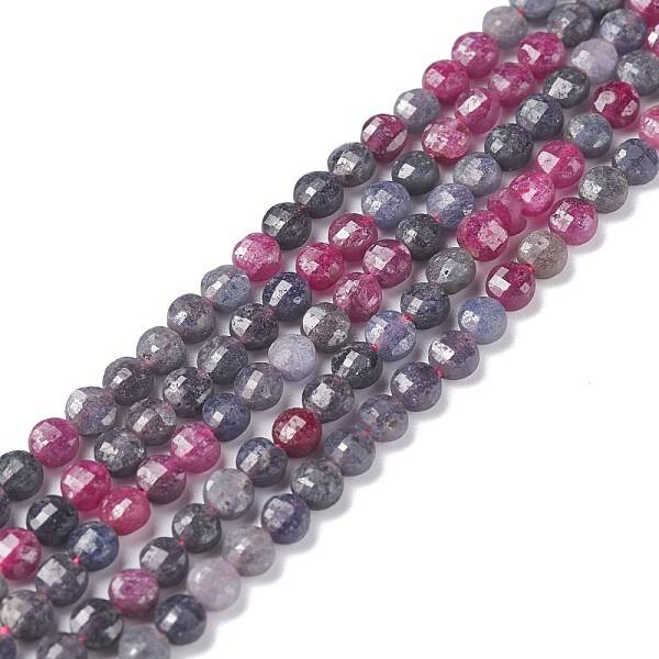 Natural Red Corundum/Ruby and Sapphire Beads Strands