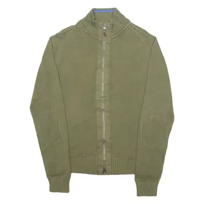 TOMMY HILFIGER Mens Jumper Green High Neck Tight Knit M