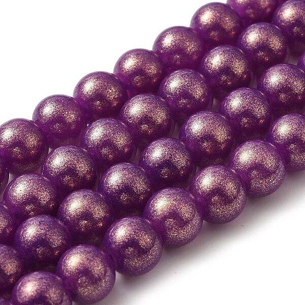 Spray Painted Glass Round Bead Strands