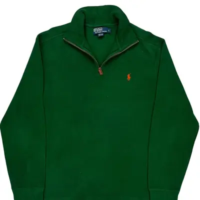 Polo By Ralph Lauren 1/4 Zip - Large Green Cotton