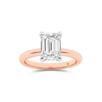 Fez Lab Grown Hidden Halo Emerald Cut Diamond Engagement RIng | 18K Rose Gold 4 ct. tw.