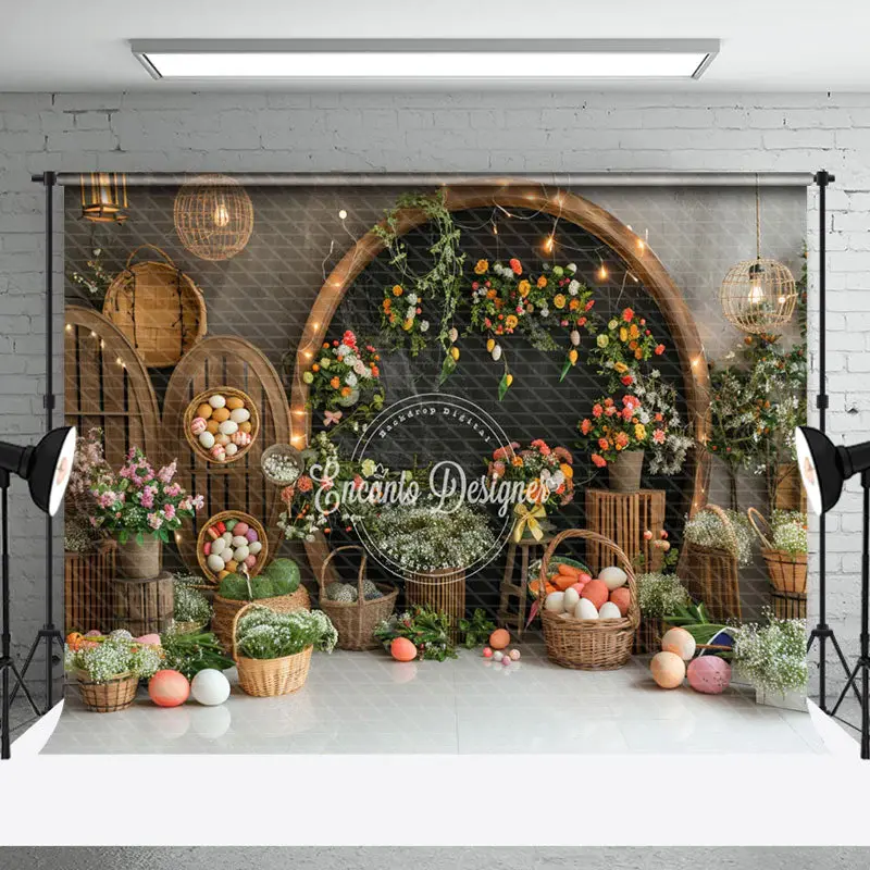 Black Arch Grey Wall Floral Easter Photo Backdrop - Aperturee