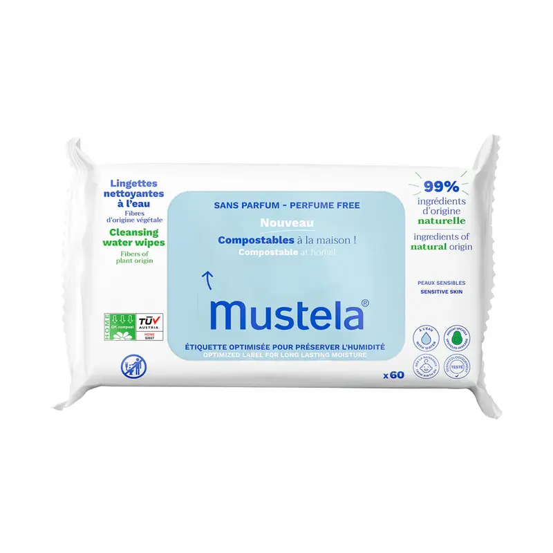 Set Salviettine Detergenti Compostabili Mustela 60 pz