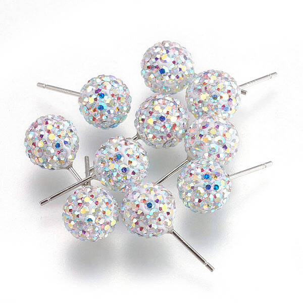 Gifts for Her Valentines Day 925 Sterling Silver Austrian Crystal Rhinestone Ball Stud Earrings for Girl