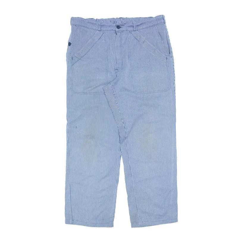 SPILAG Workwear Striped Trousers Blue Regular Straight Mens W34 L28