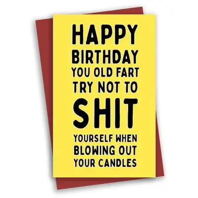 Happy Birthday Card with Envelope, 1 Set Funny Letter Pattern Greeting Card, Humorous Birthday Gift Card for Men, Birthday Gi...